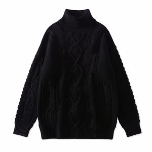 New fashion turtleneck cable knit sweater